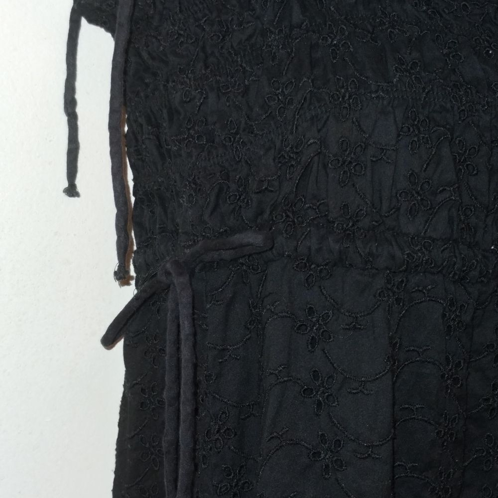 Mango Black Open Work Eyelet Halter with Ruffle Hem Dress - Picture 8 of 12